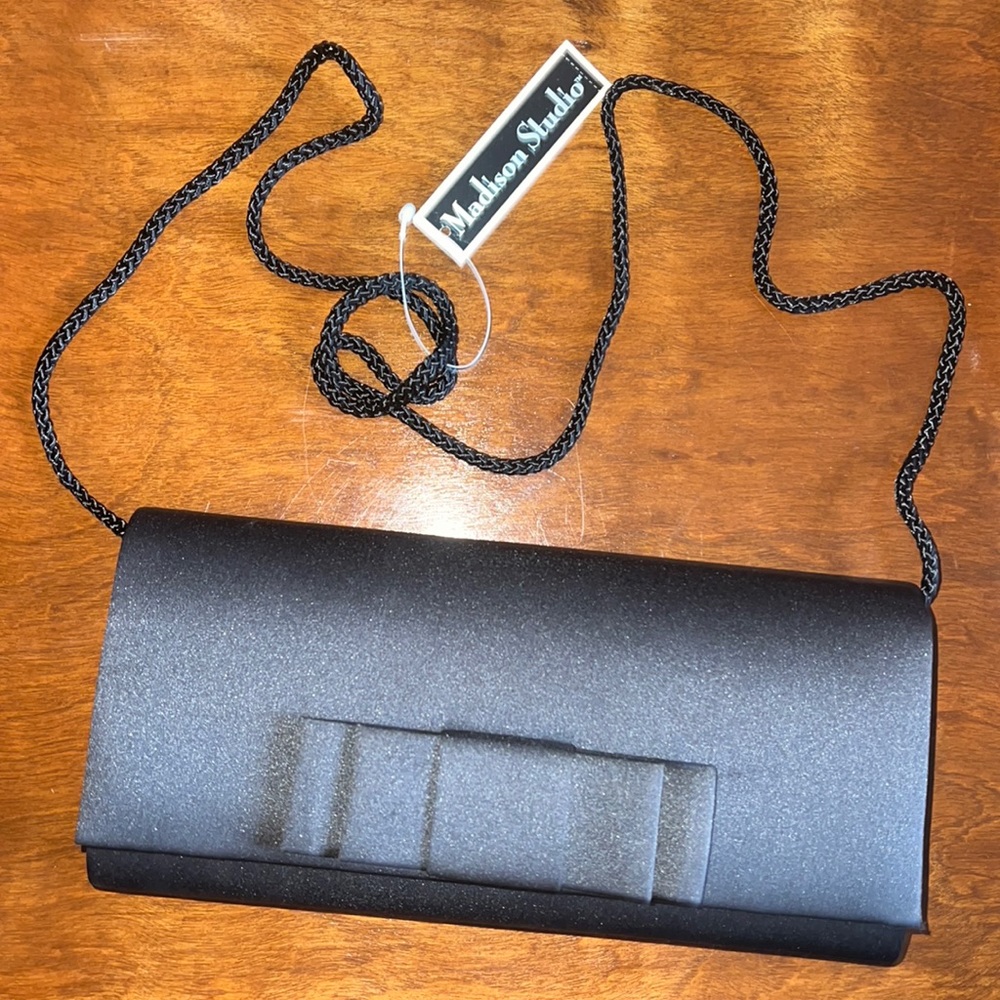 Madison Studio Black satin evening bag - perfect condition